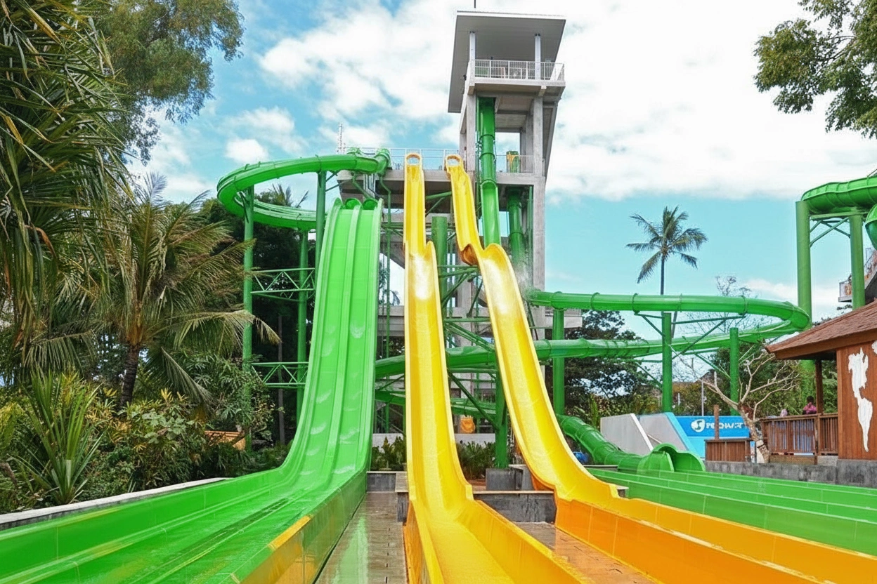 High-speed slides, a wave pool, and lazy rivers.